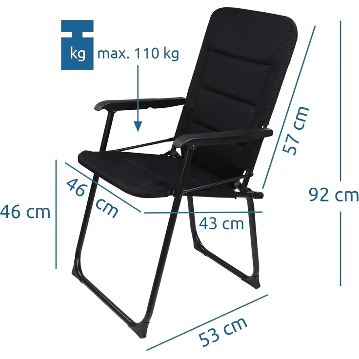 yourGEAR Klappstuhl Campingstuhl Lipari 3D Mesh gepolsterter Klappstuhl Stuhl Gartenstuhl – Bild 3