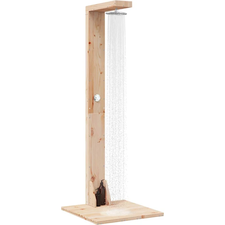 vidaXL Gartendusche 210 cm Massivholz Kiefer und Edelstahl Natur 886356 – Bild 3