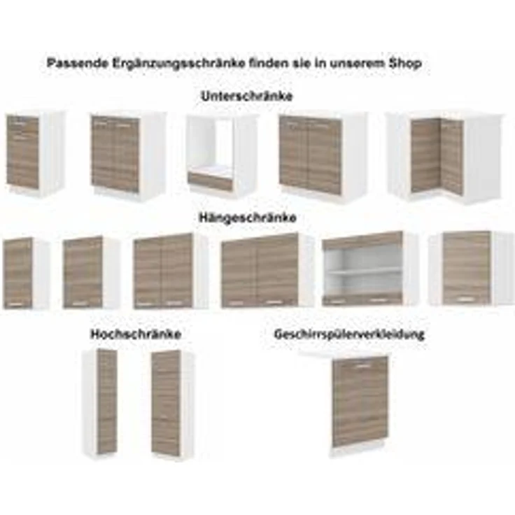 Küche 'Dave' Küchenzeile / Küchenblock variabel stellbar in Eiche Sonoma Trüffel, 240 x 60 x 85 cm – Bild 8