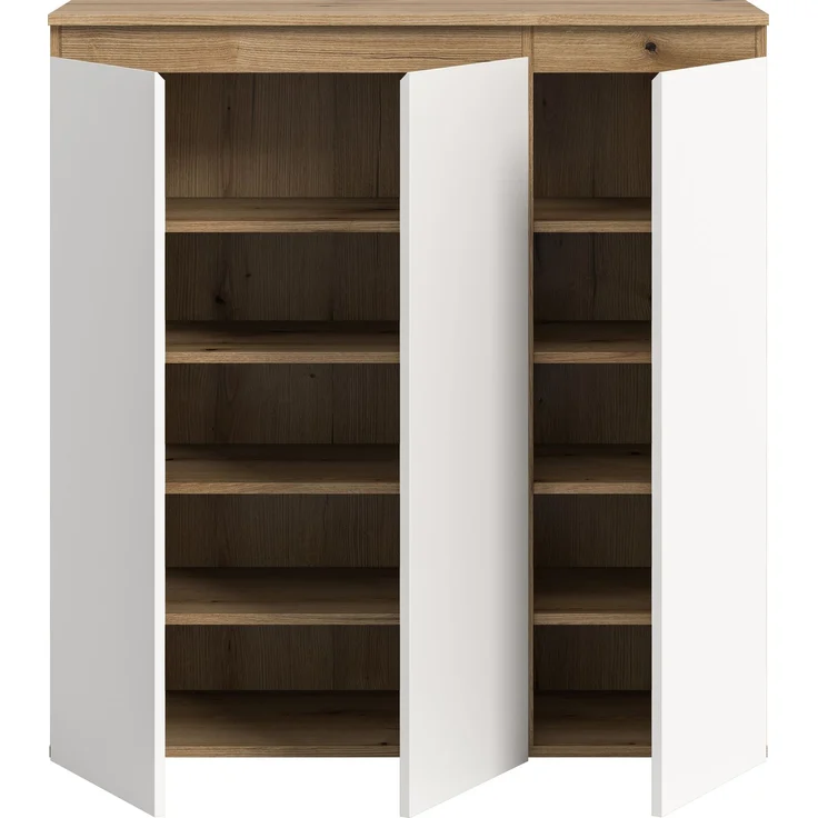 Universalschrank (B/H/T: 105x111x37 cm) in weiß und Evoke Oak Nachbildung – Bild 3
