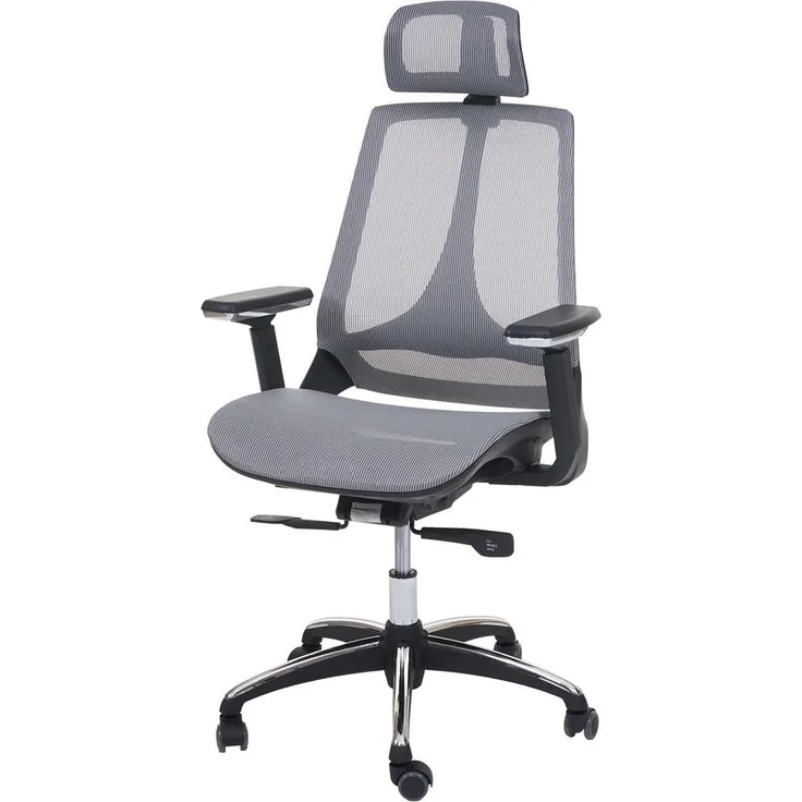 MCW Bürostuhl, Grau, ergonomisch verstellbar mit Netzbespannung, 65x120x60 cm, Drehstuhl für Arbeitszimmer
