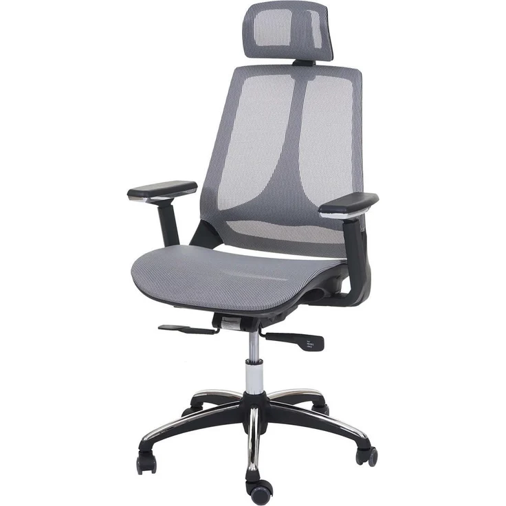 MCW Bürostuhl, Grau, ergonomisch verstellbar mit Netzbespannung, 65x120x60 cm, Drehstuhl für Arbeitszimmer