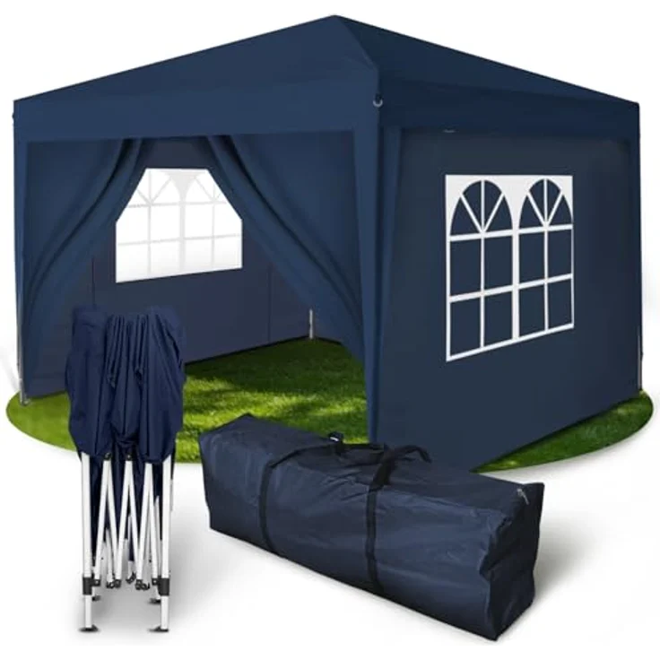 Kronenburg Faltpavillon wasserdicht Dachmaß 2x2 m UV Schutz 50+ Pavillon in Blau mit 4 Seitenteilen – Bild 2