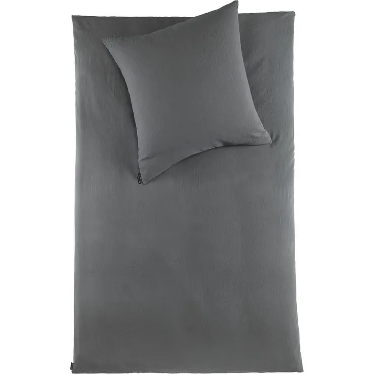 soma Bettwäsche Set Musselin 135x200 Design anthrazit Baumwolle, Musselin, 2 teilig, Sommer Geschenke Idee Frauen Männer weich sale Reißverschluss Partner