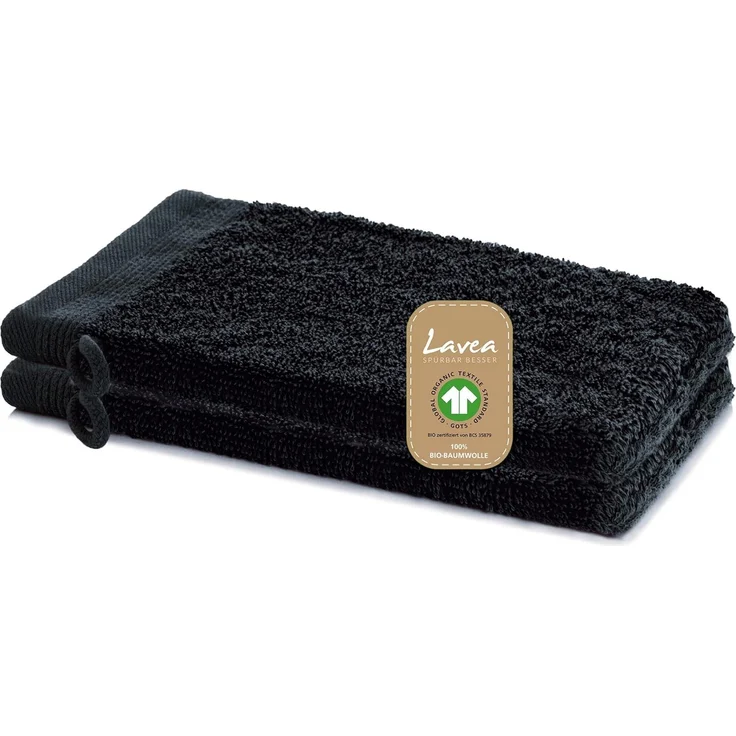 Lavea Waschhandschuh Bali, 16x22cm aus 100% Bio-Baumwolle, einzigartig weiche Waschhandschuhe mit Aufhänger (Set, 2-St), hochwertige und nachhaltige Premium Waschlappen - schonende Reinigung