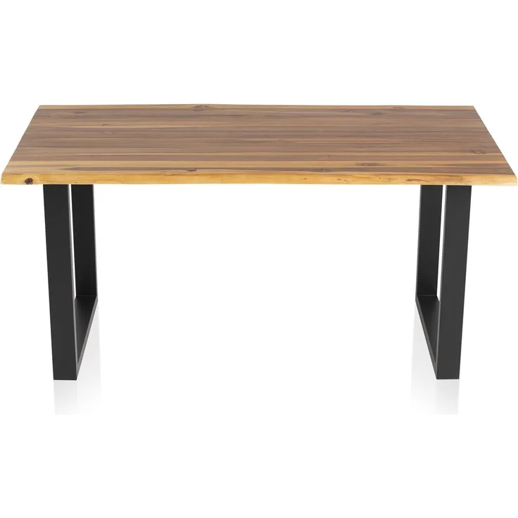 SalesFever Esstisch 160 x 85 x 77 cm Akazie Massivholz, Metall L = 160 x B = 85 x H = 77 cognac, schwarz