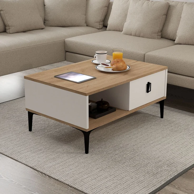 Skye Decor 'Sare 2002' Couchtisch, Saphir-Eiche / Weiß, 90 x 41,5 x 60 cm – Bild 3