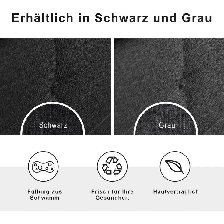 Einzelbett 90 × 200 cm mit LED-Beleuchtung, verstellbarem Kopfteil, 2 Schubladen, Leinenbezug in Schwarz, modernes Design – Bild 9