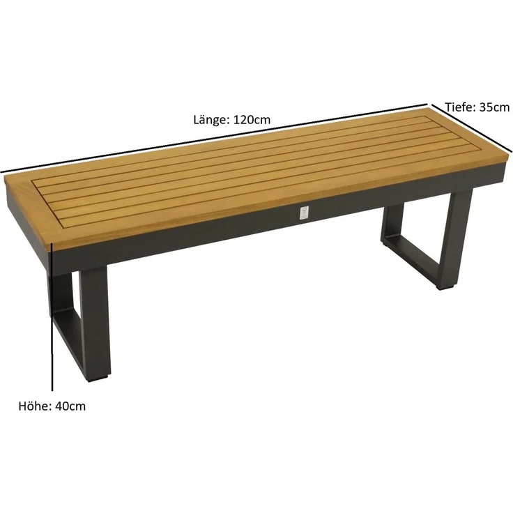 DEGAMO KAMPALA Funktiosn Eckbank- Set, Alu + Akazie, anthrazit/braun, 4-teilig 252x187cm – Bild 6