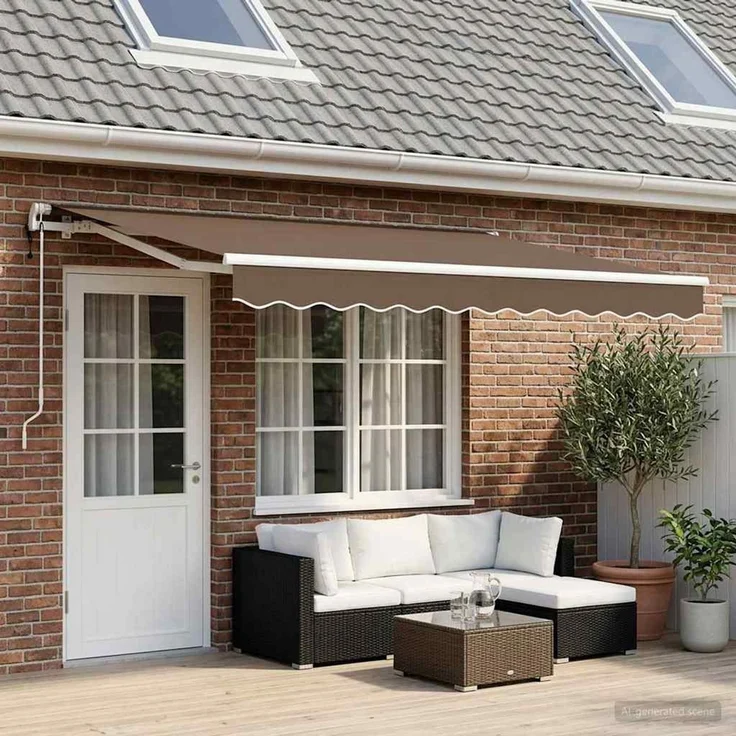 vidaXL Ausziehbare Markise Taupe 4 x 3 m Stoff und Aluminium 3426032 – Bild 1