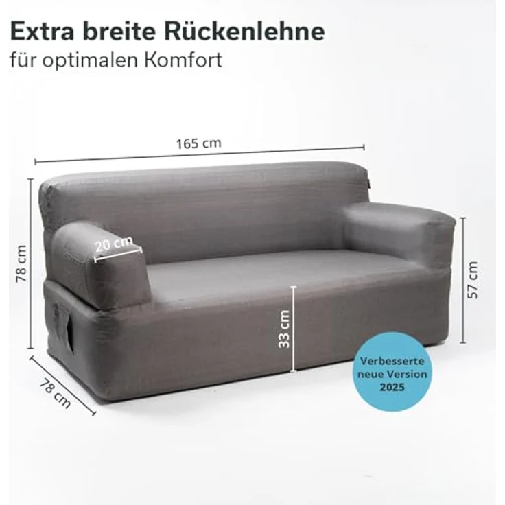 Skandika Luftsofa Easy Air Premium, Aufblasbares Sofa für 2 Personen, inkl. Elektropumpe, abnehmbarer Bezug waschbar, 200 kg belastbar, Oxford-Gewebe – Bild 2