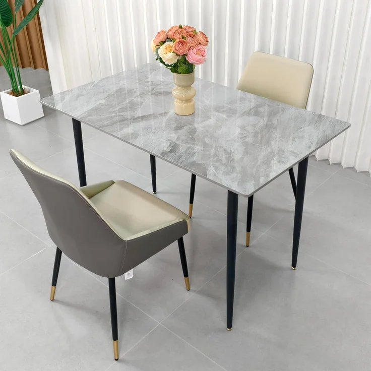 FATIVO Esstisch Esszimmertisch Sinterstein Kchentisch Brotisch 120x70x76 cm Restaurant Luxus Grau – Bild 4