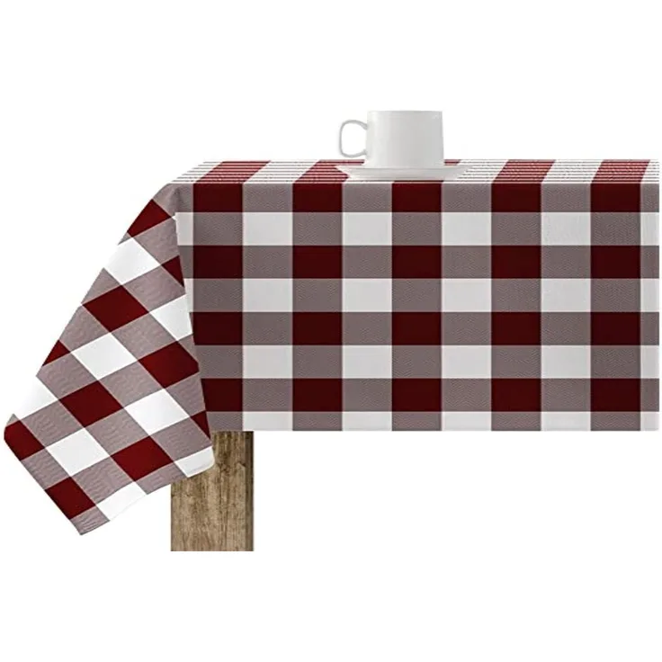 BELUM Tischdecke, harzbeschichtet, fleckenabweisend, granatrot, kariert, Vichy-Größe, 100x140 cm, fleckenabweisende Tischdecke, Vichy-Granatrot, Tischdecke aus 100% Bio-Baumwolle
