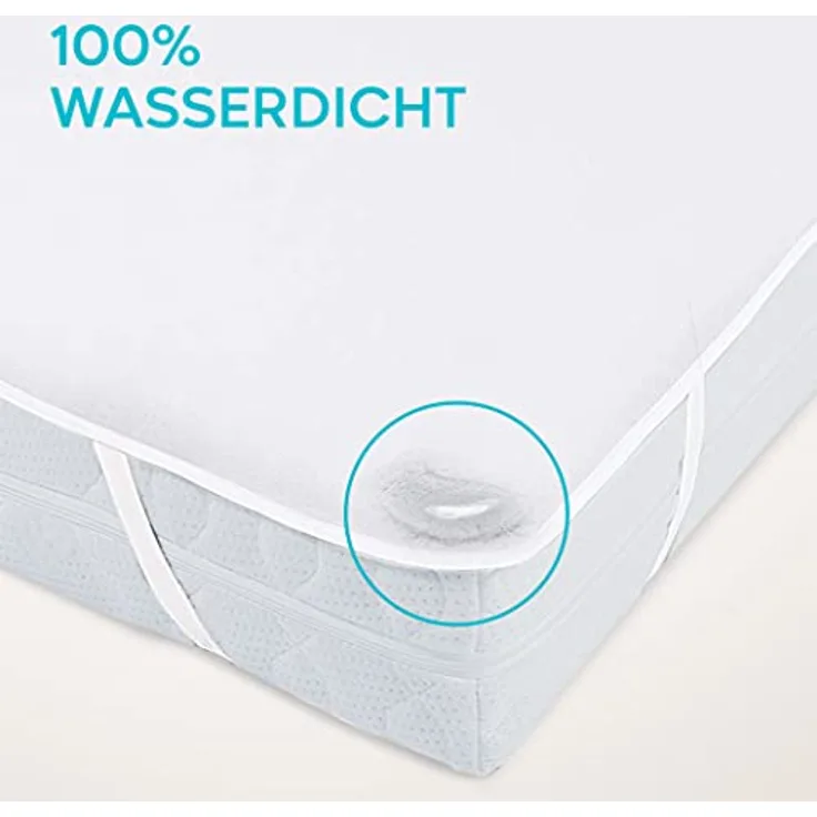 Matratzenschoner 140x200 cm Wasserdicht Oeko-TEX Zertifiziert von Twinzen - Matratzenschoner 140x200 Baumwolle Atmungsaktiv mit 4 Eckgummis