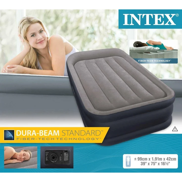 Intex Luftbett INTEX Luftbett Gästebett Lutmatratze inkl. Pumpe, (Fiber-tech) – Bild 1