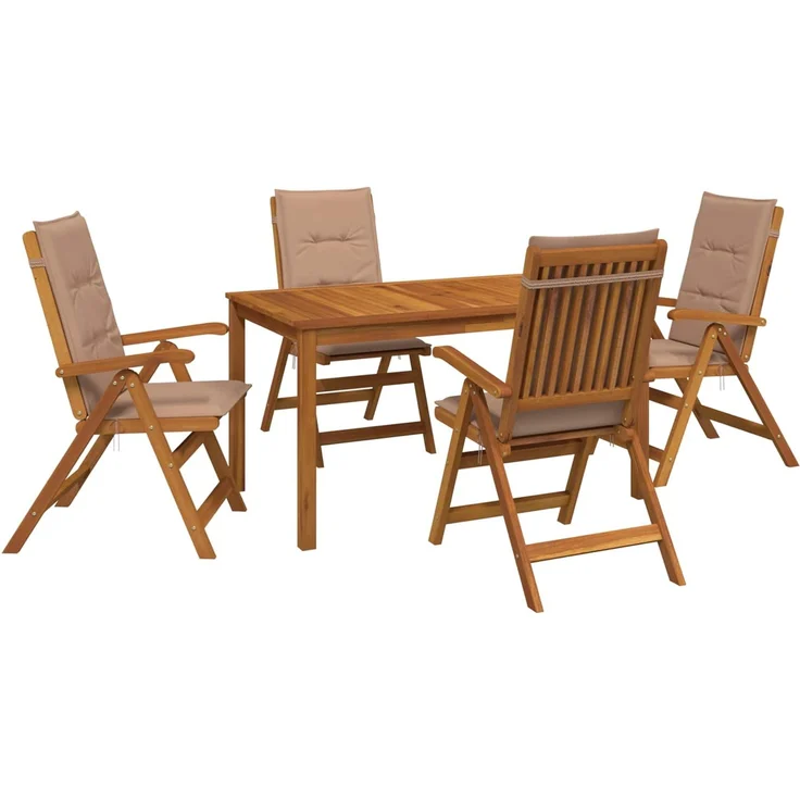 vidaXL 5-teiliges Garten-Esszimmer-Set 4-Sitzer Taupe 3434557 – Bild 2