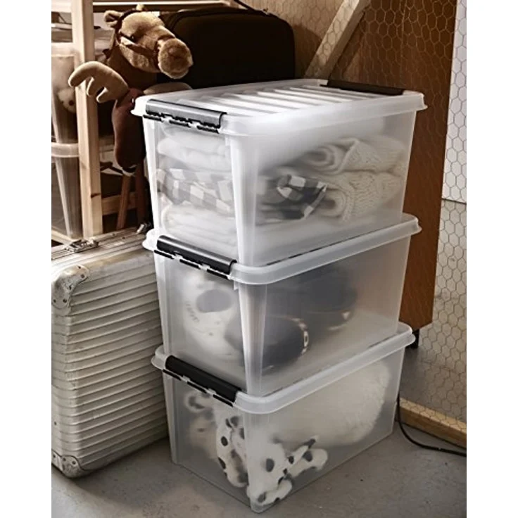 Orthex Stapelbox 3x stapelbare Box Smart Store Classic 31 transparent Deckel & Verschlu (3 St) – Bild 7