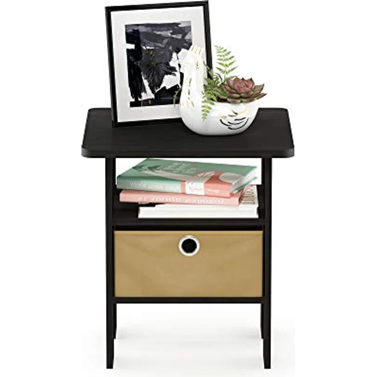 Furinno Andrey Beistelltisch Nachttisch mit Schublade, Espresso/Braun – Bild 8
