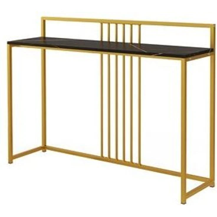 COSTWAY Konsolentisch, Marmoroptik, goldfarbenes Metallgestell, 120cm – Bild 6