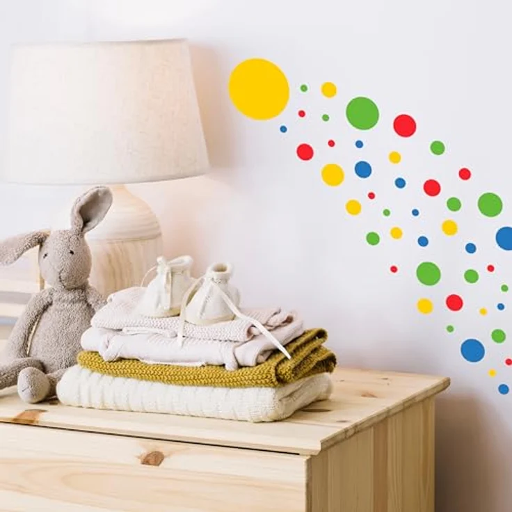 PUNALU Wandtattoo Kreis Set 176 Stück Wandtattoo Babyzimmer Kinderzimmer Kreisaufkleber, selbstklebend, rückstandslos abziehbar – Bild 7