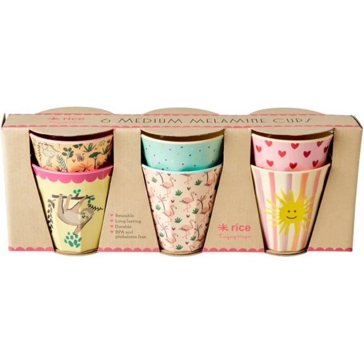 rice Becher Rice Melamin Kinderbecher Set - Funky Prints, 6-tlg, Melamin – Bild 4