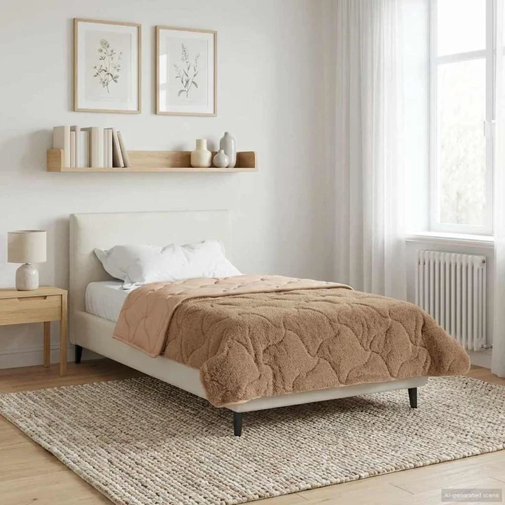 vidaXL Winterbettdecke Taupe 135 x 200 cm Mikrofaser und Teddy-Fleece 42026349 – Bild 4