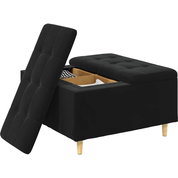 vidaXL Ottoman mit Stauraum Schwarz 80 x 80 x 45 cm Samt 876844 – Bild 3
