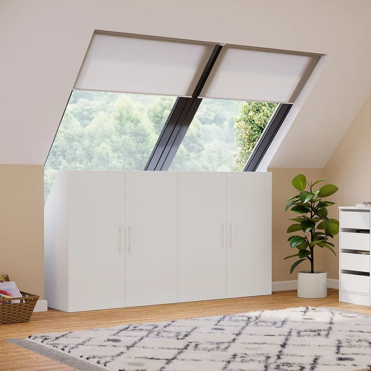 Bellamio 'Aland' Dachschrägenregal mit Türen, weiß, 100x52x179 cm, Schrank für Dachschräge mit 6 Fächern – Bild 7