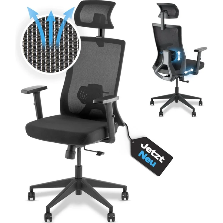 VALKENSTOL M3 KOMFORT Bürostuhl ergonomisch - 5 Jahre Garantie - Schreibtischstuhl tiefenverstellbare Sitzfläche - Armlehnen - extra bequem – Bild 3