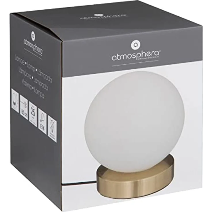 Atmosphera Kugellampe Dris Dore H16, Nachttischlampe aus Glas und Eisen, 15 cm Durchmesser, weiß – Bild 2