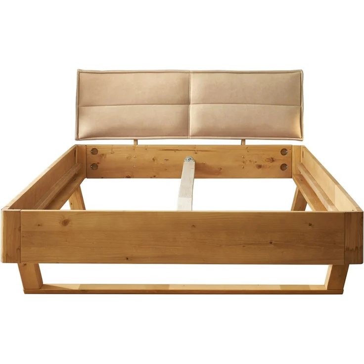 TJARK Modernes Massivholzbett 180x200, Fichte - Komfortables & hochwertiges Balkenbett mit gepolstertem Kopfteil - 186 x 89 x 219 cm (B/H/T) – Bild 3