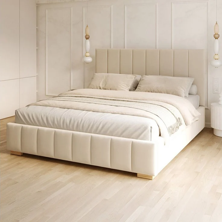 FDM Polsterbett DENTON modern mit Bettkasten MADE IN EU - mit hochwertigem Paris Bezug (verfügbar 90x200 120x200 140x200 160x200 180x200cm, Bettrahmen, Bett, mit großen gepolsterten Kopfteil, mit Bettkasten zum aufklappen), Hebbarer Metallrahmen, Bettk... – Bild 5
