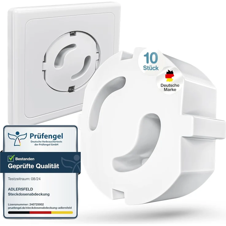Adlersfeld® - Steckdosen Kindersicherung - [10 Stück] - Steckdosenschutz Steckbar - Kindersicherung für Steckdose - Steckdosensicherung für Babys und Kinder – Bild 1