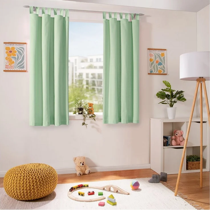 heimtexland Vorhang Dekoschal Baumwolle Fensterdeko Gardine blickdicht (1 St), Schlaufen, blickdicht, Polycotton, Natur I Kräuselband oder Schlaufen I verschiedene Größen – Bild 1