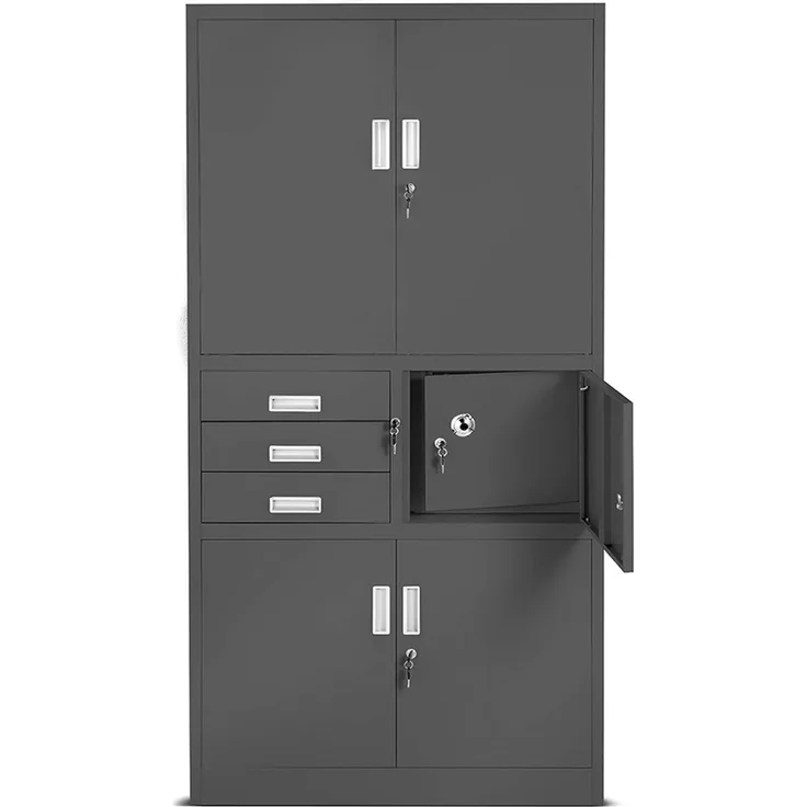 Büroschrank C018S II Aktenschrank Tresor Schubladen Geheimfach Stahlblech 185 x 90 x 40 cm (H x B x T) (anthrazit/anthrazit)