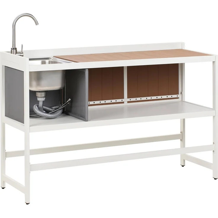 Outdoor-Küche 3er Set mit Spüle ORTISEI Metall Weiß – Bild 6