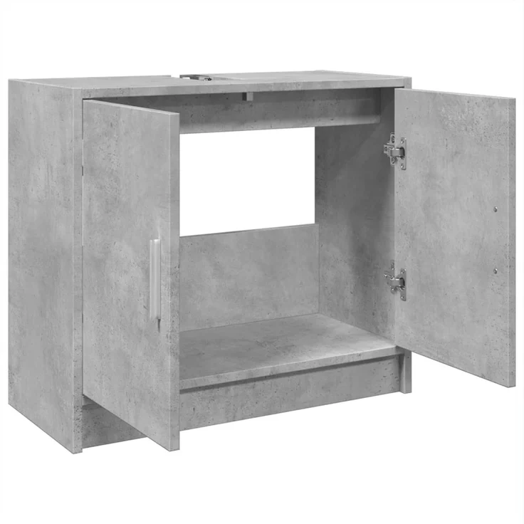Waschbeckenunterschrank, Badschrank, Unterschrank Betongrau 63x29x55 cm Holzwerkstoff j76p – Bild 5