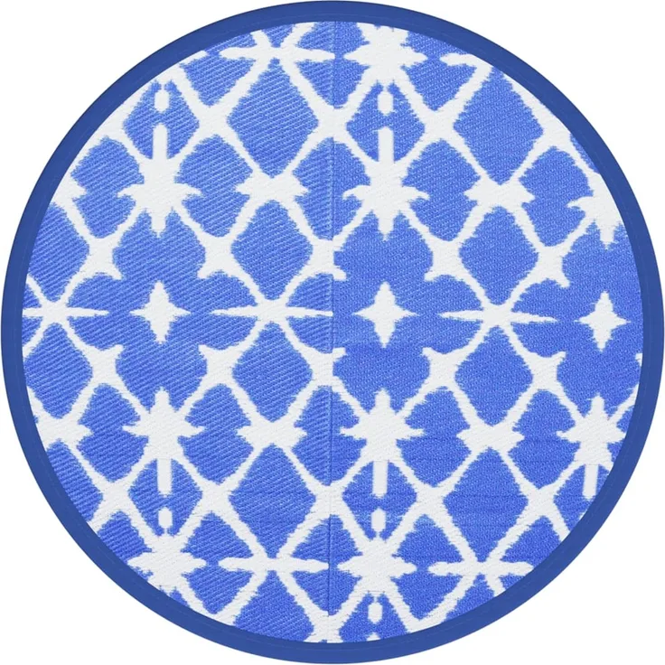 vidaXL Outdoor-Teppich ARAKIL Blau und Weiß Ø160 cm PP 368491