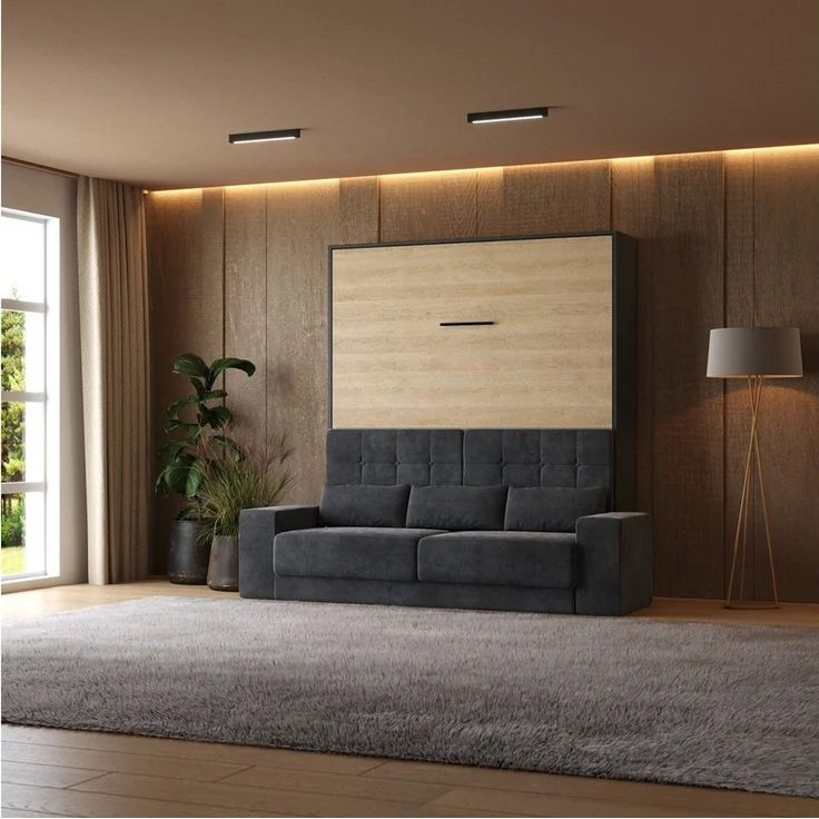 SMARTBett Schrankbett SMARTBett Schrankbett M1 180x200 Vertikal inkl. Anthrazit SOFA (Schrankbett, 2-St, Schrankbett+ Sofa) – Bild 2