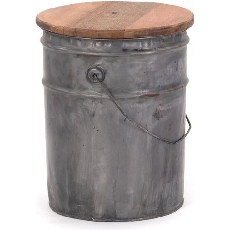 DESIGN DELIGHTS Hocker BEISTELLTISCH BARREL, 40x30 cm (Hx), Metall, Holz, Sitztonne – Bild 4