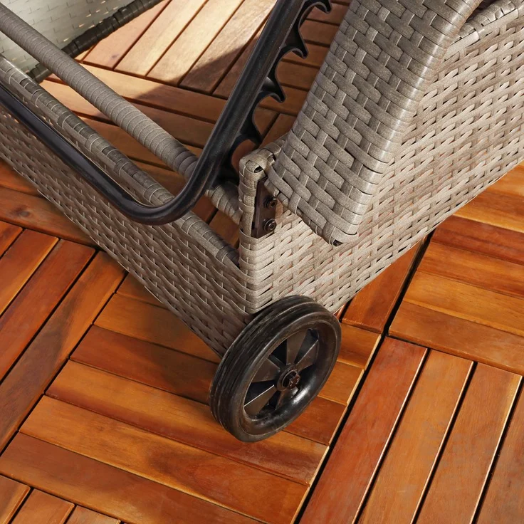 Sonnenliege grau Polyrattan Gartenlounge Liegestuhl Relax Terrasse Sitzgruppe – Bild 7