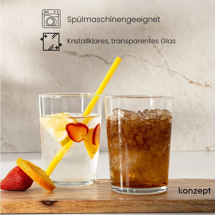 KONZEPT Gläser-Set Trinkgläser Set, groß-500 ml, Kristallklare, 6-tlg, ideal für Wasser, Saft & Eisgetränke – Bild 2