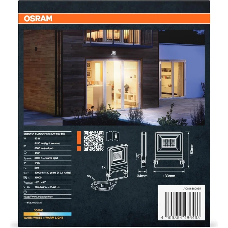 Osram Außenleuchte Endura Flood 30W PCR dunkelgrau warmweiß – Bild 4