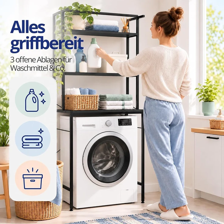 Relaxdays Waschmaschinenregal 3 Ablagen – Bild 5
