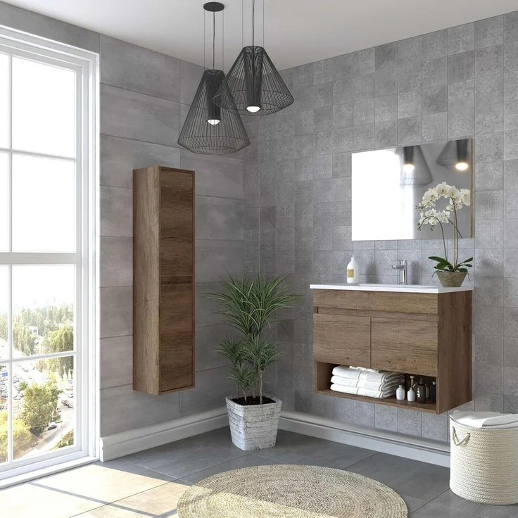 ARKITMOBEL, Badezimmer-Säule mit 2 Türen – schmaler Badhochschrank in Nordik-Optik, platzsparendes Badezimmermöbel, Maße: 30 x 140 x 25,5 cm (B x H x T), Modell Dakota – Bild 7