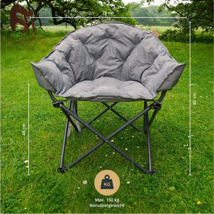 Skandika Campingstuhl Moonchair Premium XL, gepolsterter, bequemer Klappsessel mit Lehne (robust und pflegeleicht), Faltstuhl, Gartenstuhl, Tragetasche, bis 150kg, Indoor/Outdoor, Balkon – Bild 3