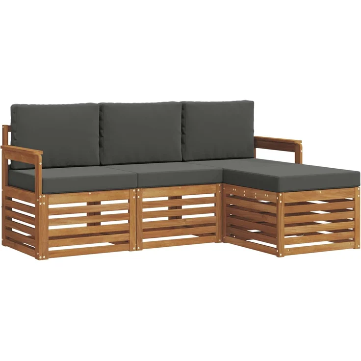 vidaXL Outdoor-Sofagarnitur 4 stk. 4-Sitzer Natur und Anthrazit 3374597 – Bild 2