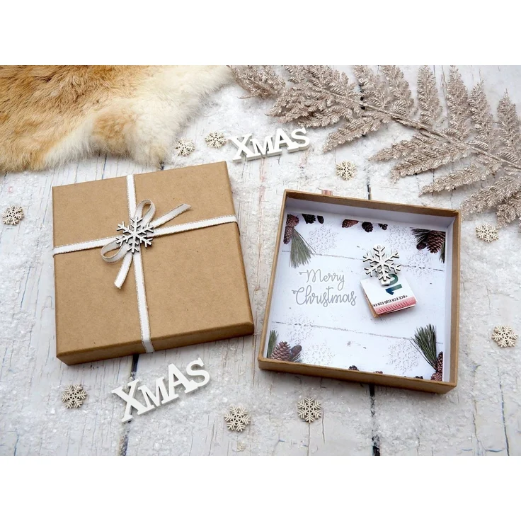 ZauberDeko Geschenkbox Geldgeschenk Verpackung Weihnachten Schneeflocke Silber Weiß Natur – Bild 2