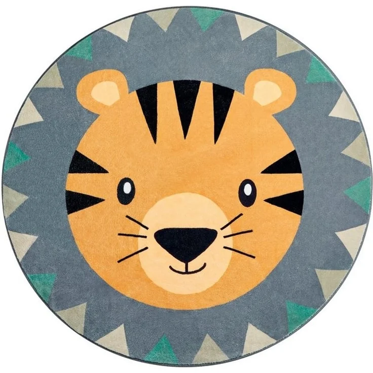 Paco Home Kinderteppich Tosbik 482, rund, Höhe: 12 mm, Spielteppich, Kurzflor, Motiv Tiger, waschbar, Kinderzimmer – Bild 4
