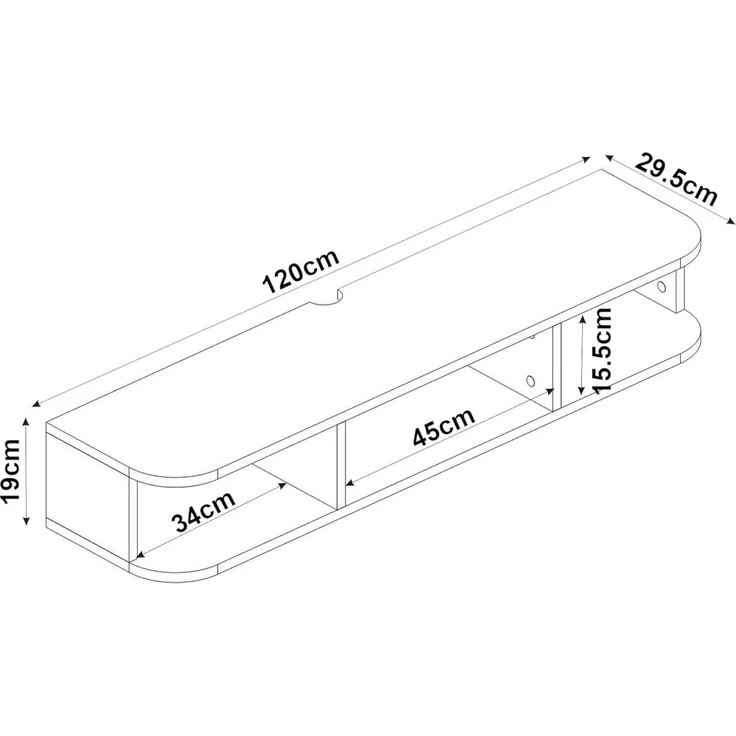 TV-Lowboard hängend Oundsvas 120x30x19 cm Weiß [en. casa] – Bild 8